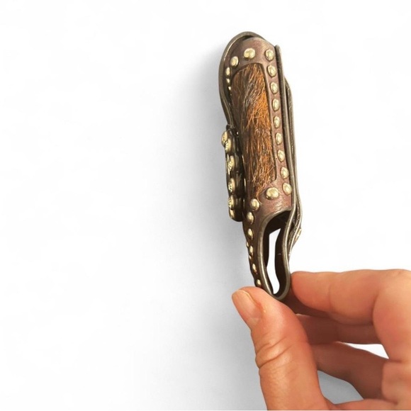 Vintage Western Leather Cowhide Lighter Case |Studded Leather Holder Heart - Picture 3 of 5